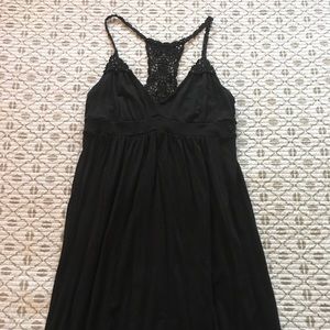 Cute black dress with crocheted back